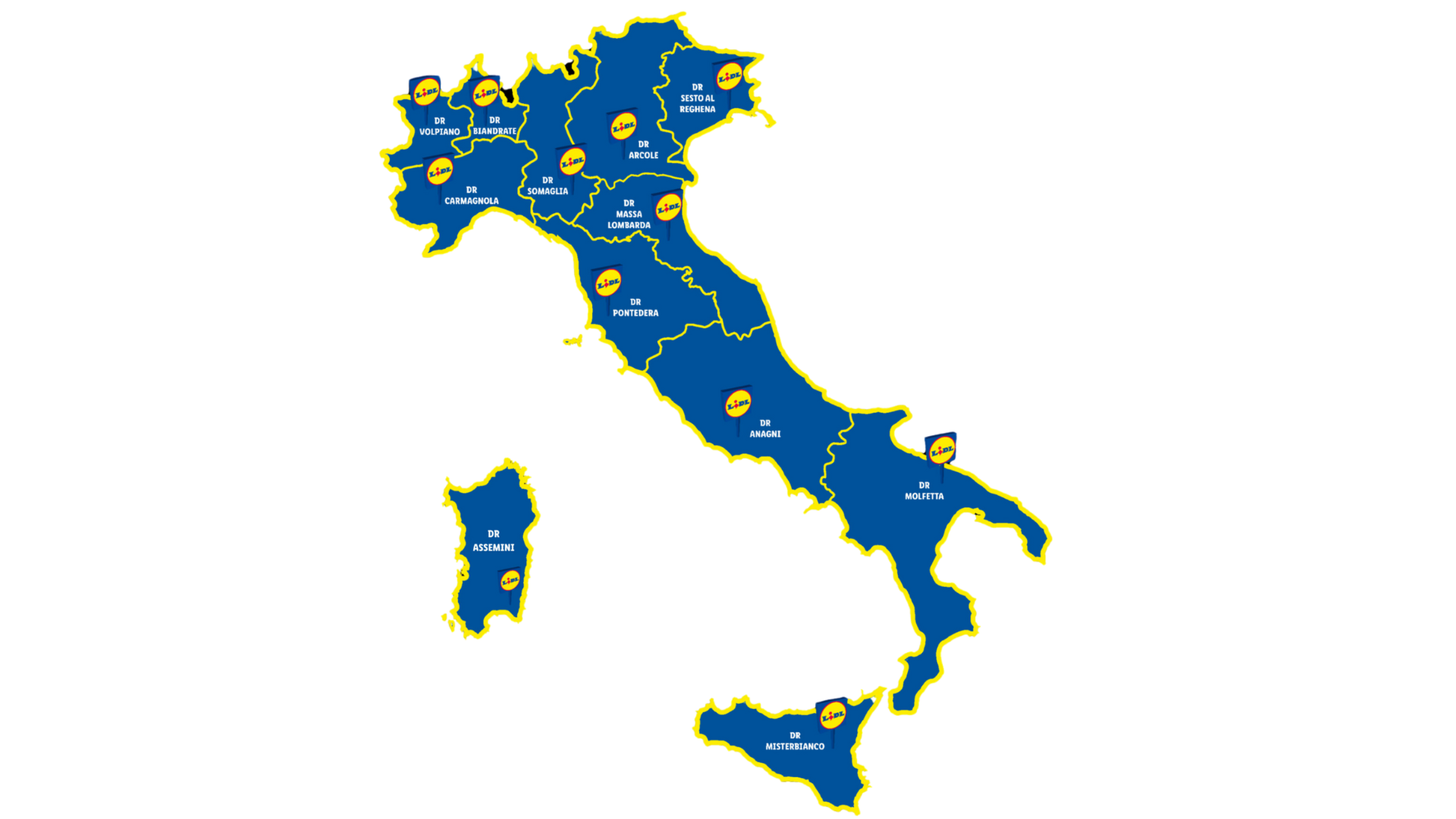 Cartina 12 Sedi Regionali Lidl Italia